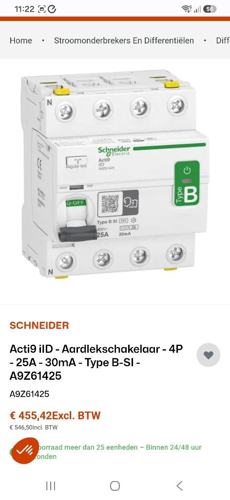 Aardlekschakelaar schneider Acti9, Ophalen, Zo goed als nieuw, Schneider Electric, Aardlekschakelaar