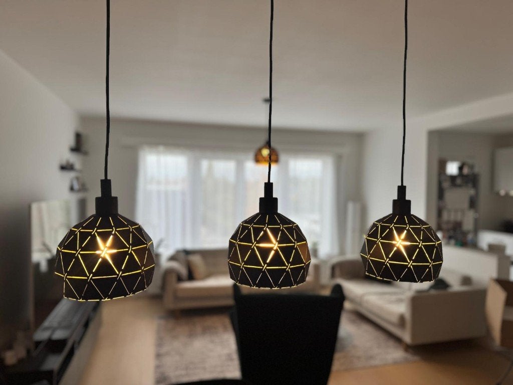 Te koop EGLO Roccaforte Hanglamp - E14 - 75 cm - Zwart/Goud, Ophalen, Gebruikt, E14 (klein)