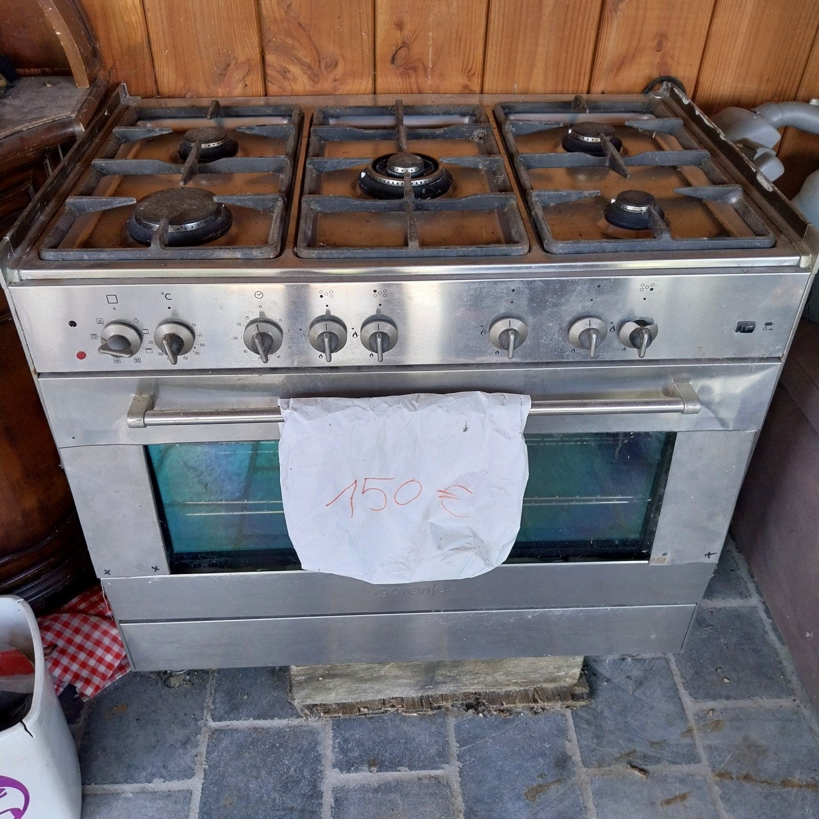 Inox horeca gasvuur met oven orenje, Ophalen