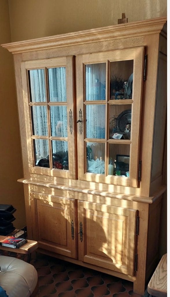 Meuble vitrine chêne, 25 à 50 cm, Avec porte(s), Comme neuf, 100 à 150 cm