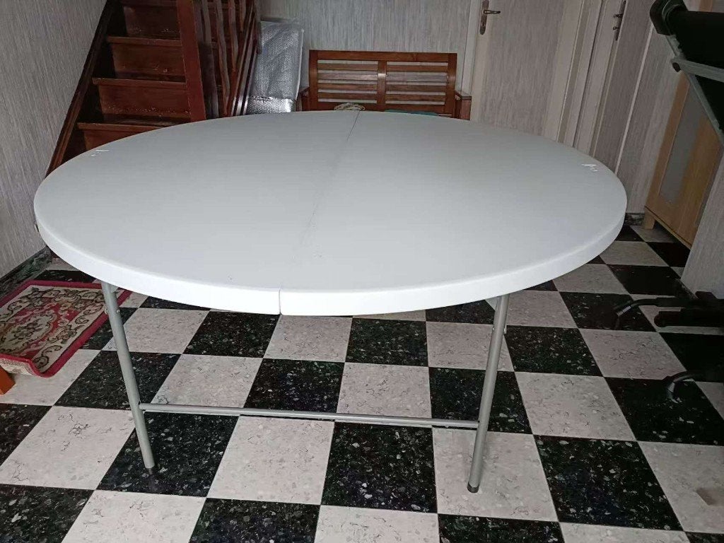 Table ronde d'appoint pliable blanche, Cinq personnes ou plus, Métal, Rond, Enlèvement