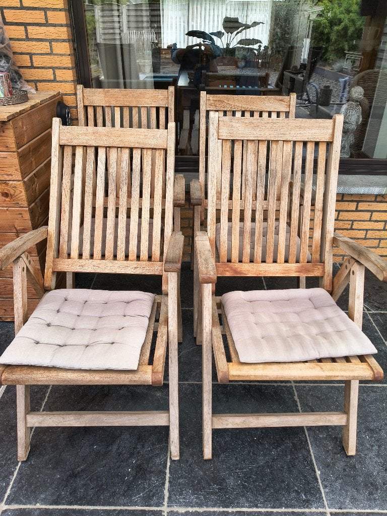Tuinstoelen hout 4 stuks, Tuin en Terras, Ophalen, Gebruikt, Hout, Verstelbaar