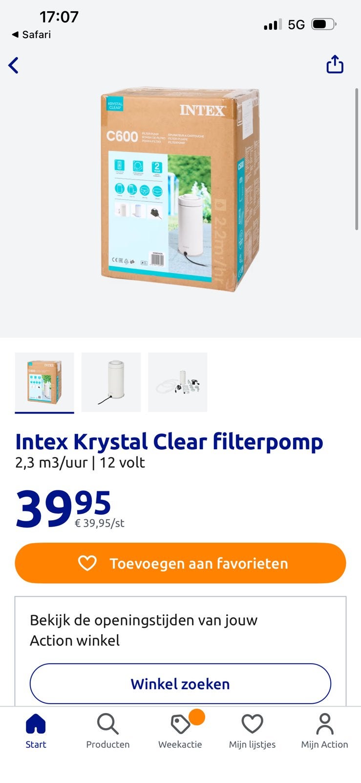 Intex krystal clear filter pomp (zwembad), Ophalen, Zo goed als nieuw, Filter