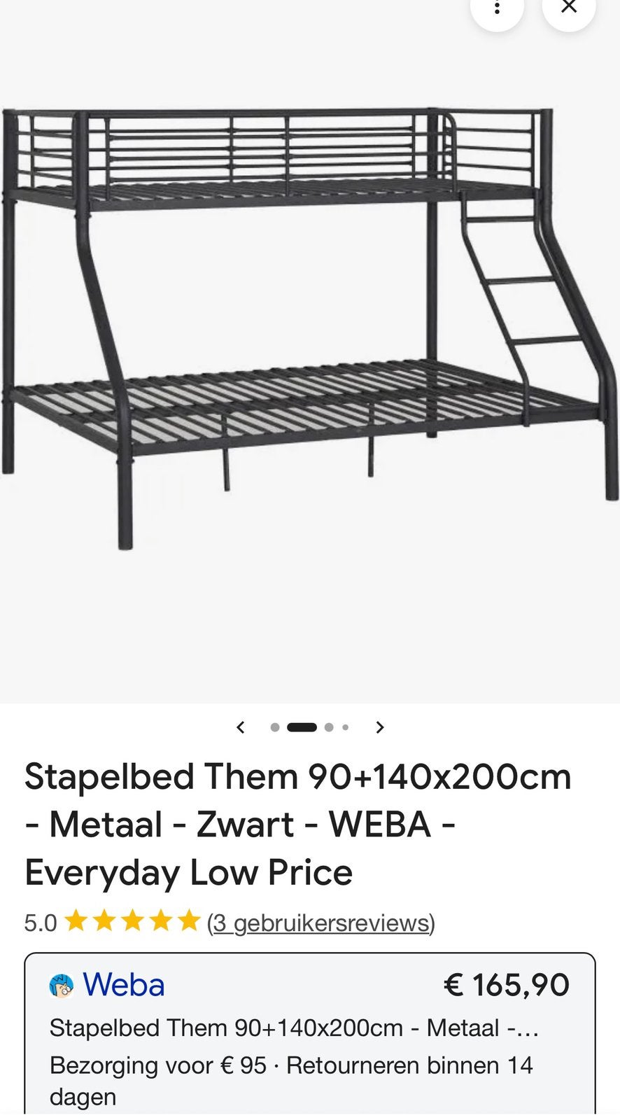 Stapelbed van Weba, Ophalen, Zo goed als nieuw, Stapelbed