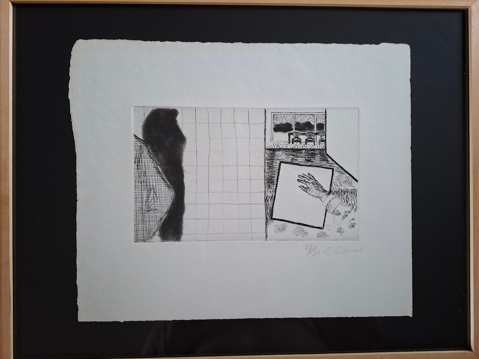 RAVEEL Roger "Interieur en slagschaduw" 1975 ets
