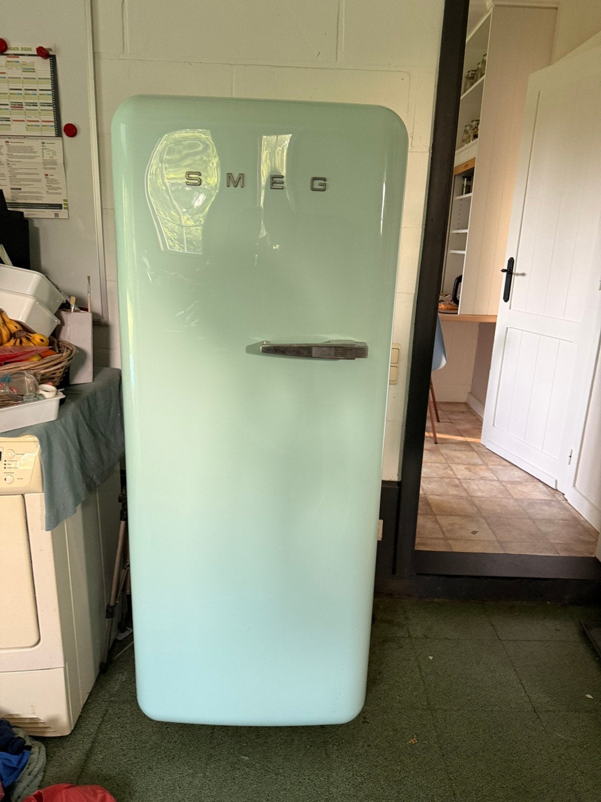 Smeg ijskast pastelgroen, Ophalen, 200 liter of meer, Zo goed als nieuw, 140 tot 160 cm