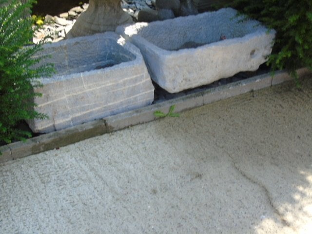 bac ou auge en pierre bleu , jardinière , grand choix !!, Moins de 30 cm, Pierre, Enlèvement, Utilisé