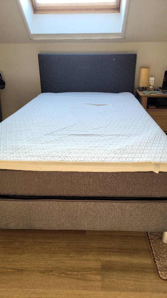 Bed 120x200 met matras en topper, Huis en Inrichting, Slaapkamer | Bedden, Zo goed als nieuw, Twijfelaar, 120 cm, 200 cm, Stof