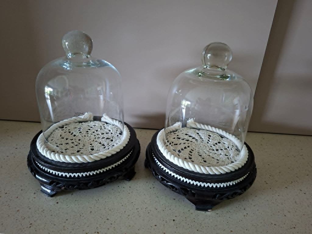 kleine stolpen 2 stuks, Verre, Enlèvement ou Envoi, Utilisé, Avec plateau