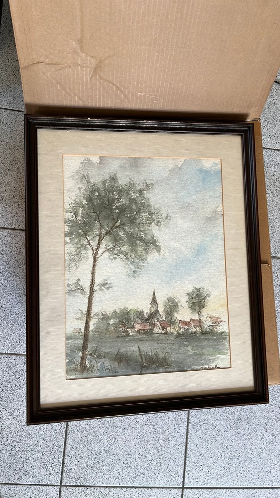 Landschapsschilderij, 43 cm x 51 cm, Ophalen of Verzenden