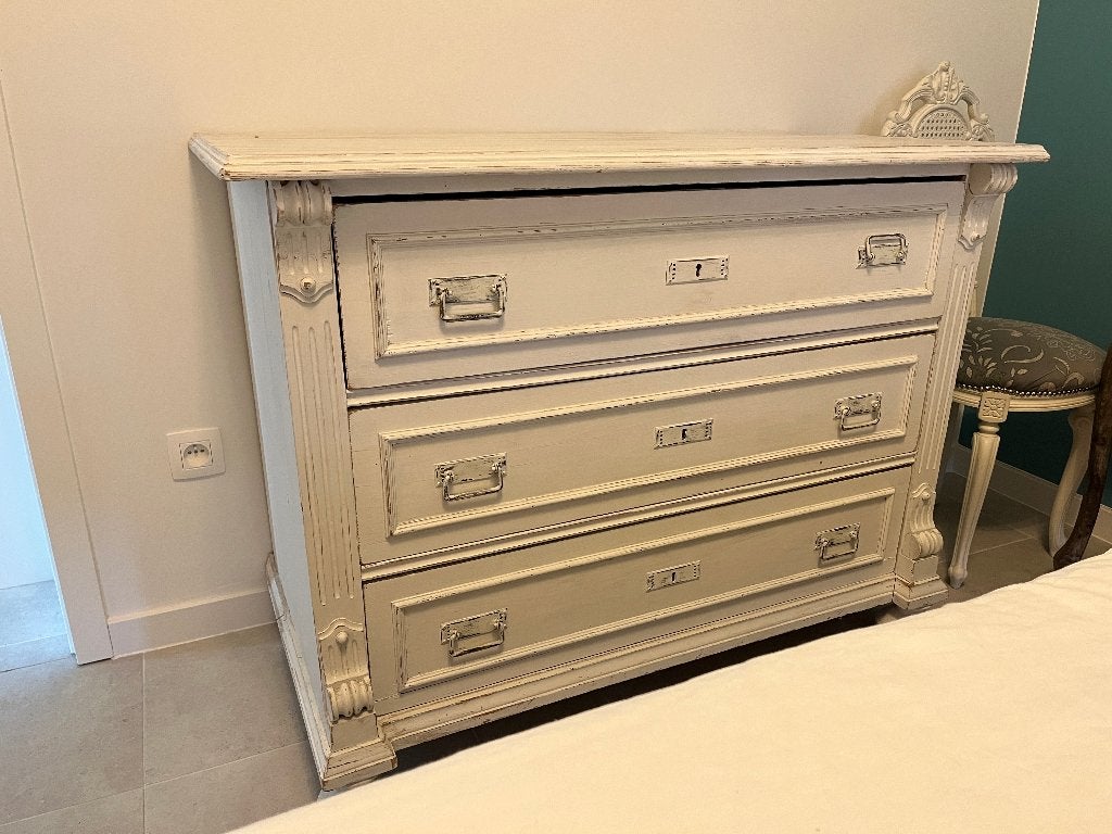 Mooie brocante commode/ladenkast, 3 ou 4 tiroirs, Landelijk, Enlèvement, Utilisé