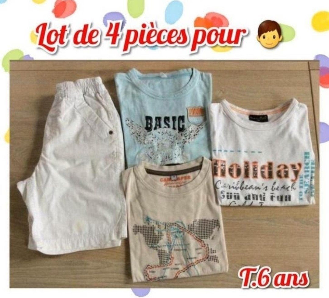 T-shirts MC+bermuda pour garçon -lot de 4-T.6 ans, Kinderen en Baby's, Kinderkleding | Maat 116, Ophalen of Verzenden, Gebruikt