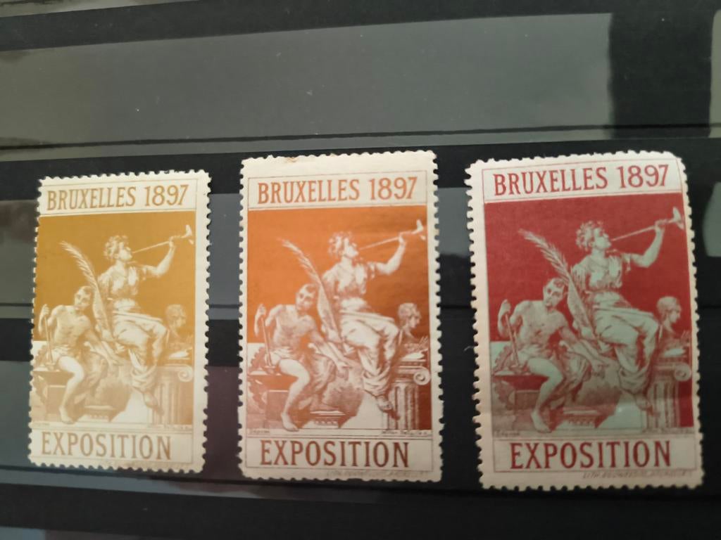 3 mooie vignetten wereldbeurs 1897, Postzegels en Munten, Verzenden