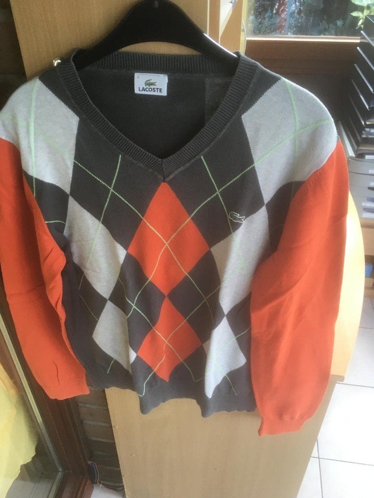 Lacoste trui, maat 4 (M) met ruitpatroon, Kleding | Heren, Ophalen of Verzenden, Zo goed als nieuw, Maat 48/50 (M), Lacoste