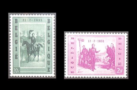 Timbres 1020/21 125e anniversaire arrvée Leopold Ier, Envoi, Timbre-poste, Neuf