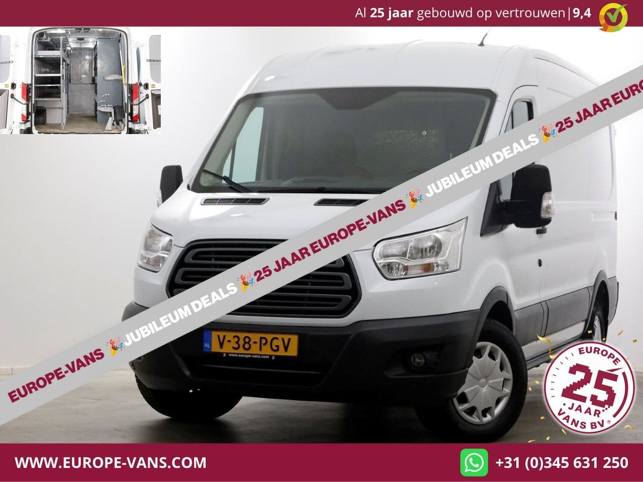 Ford Transit 350 2.0 TDCI 130pk E6 L2H2 Trend Airco/Navi/Inr, Wit, Bedrijf, Ford, Onderhoudsboekje