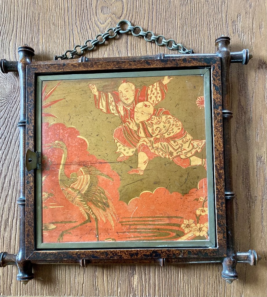 ANTIEKE CHINESE SPIEGEL, Antiek en Kunst, Ophalen, Rechthoekig, Minder dan 50 cm, Minder dan 100 cm