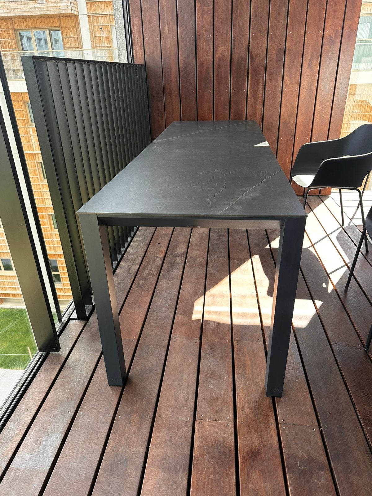 Tuintafel aluminium zwart Calatoroa 220x70, Enlèvement, Comme neuf, Rectangulaire, Aluminium