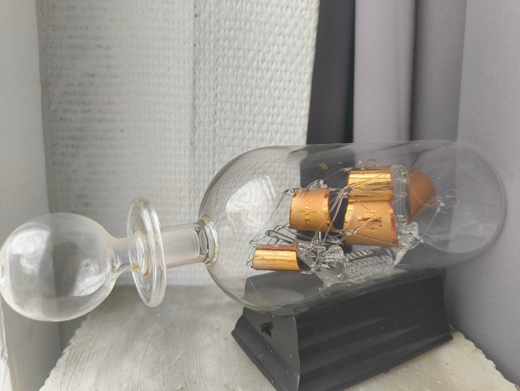 Beau récipient en verre vintage en bouteille, Antiquités & Art, Enlèvement