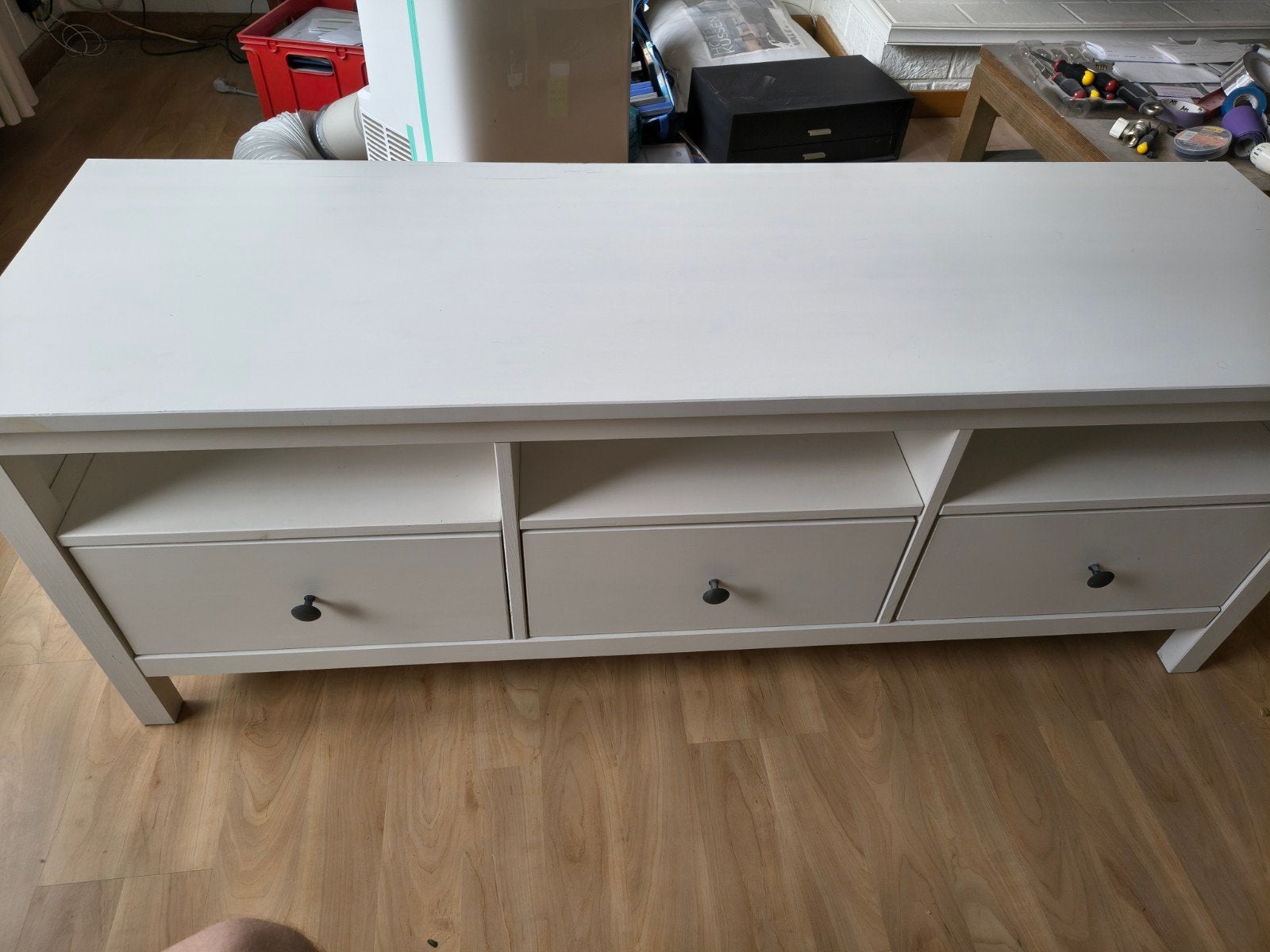 wit tv meubel Hemnes 147.5x46.5, Ophalen, Gebruikt, 100 tot 150 cm, Minder dan 100 cm