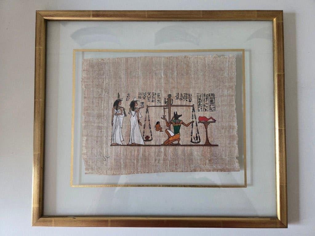 Papyrus ingelijst tussen dubbel glas, Antiek en Kunst, Ophalen