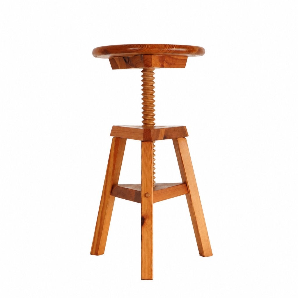 Vintage Pine Houten Atelierkruk - Mid Century Tabouret, Ophalen