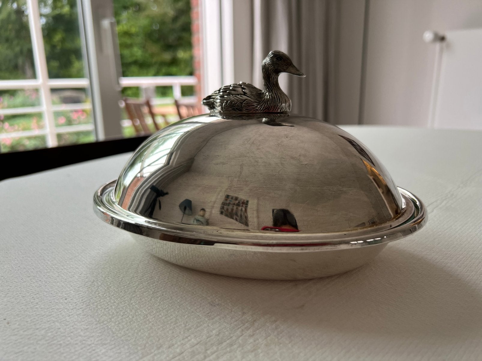Plat pour foie  gras, en metal argenté., Antiek en Kunst, Ophalen