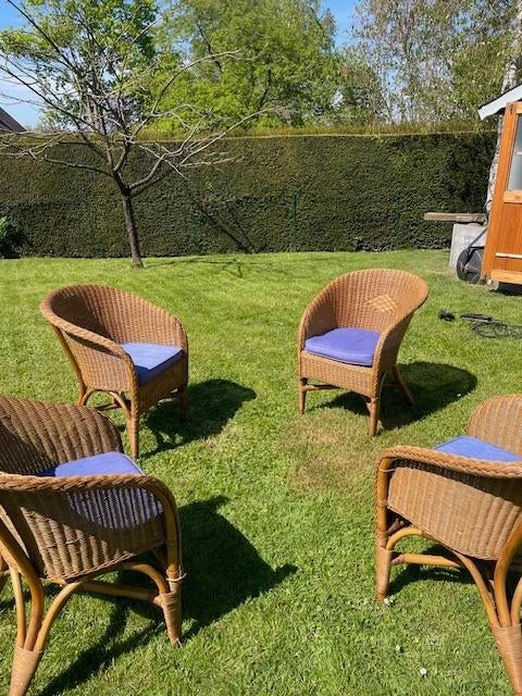 salon de jardin, Tuin en Terras, Ophalen, 4 zitplaatsen, Rotan, Zo goed als nieuw