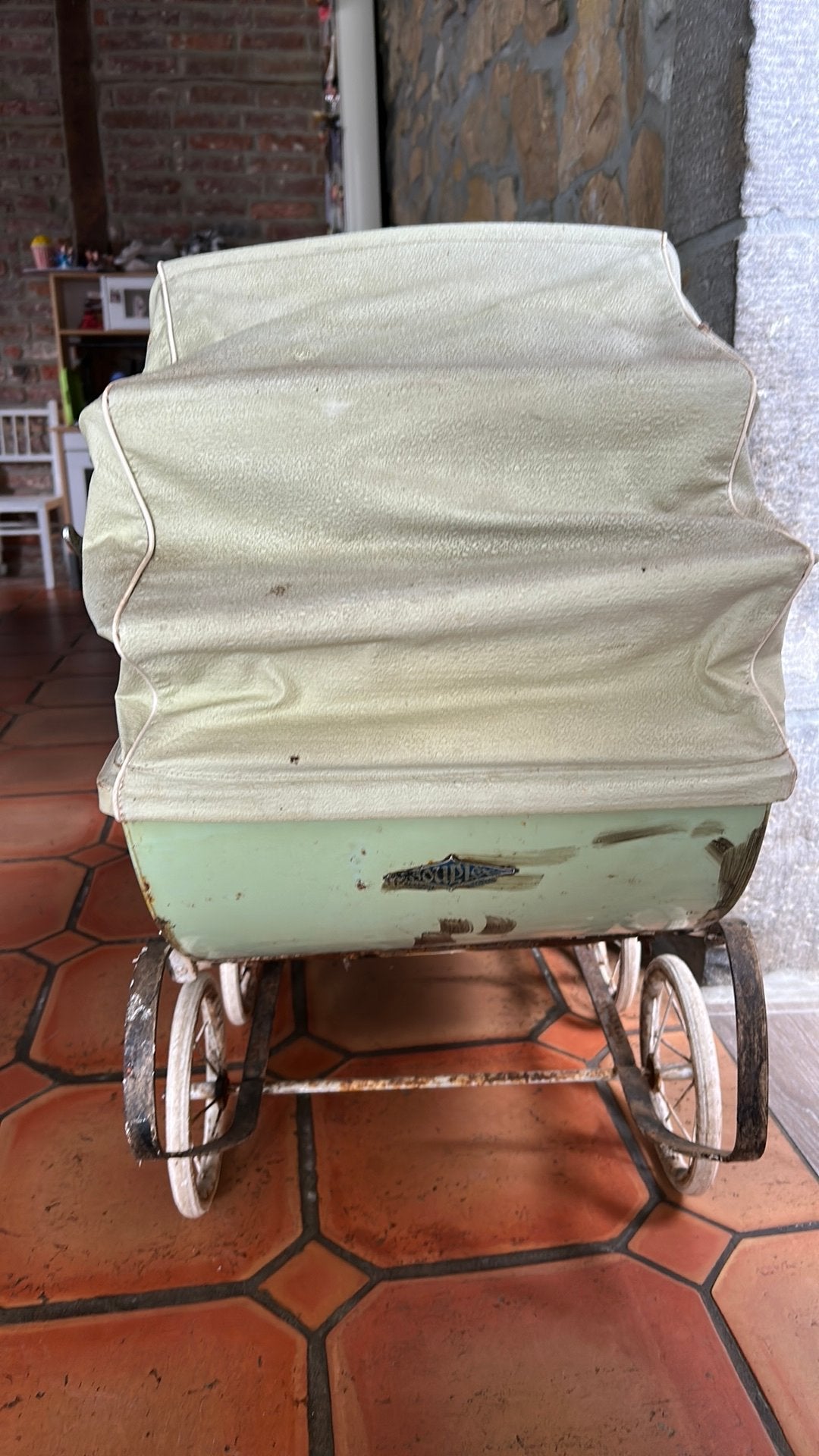 Landau pour poupee de marque Souplex - annee 1950, Antiquités & Art, Enlèvement