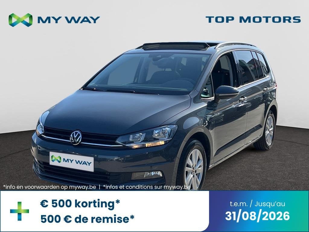 Volkswagen Touran 7ZITPL.*AUTOMAAT*150PK*PANODAK*CARPLAY*GPS, Autos, Volkswagen, Argent ou Gris, Achat, Automatique, MPV ou Monospace