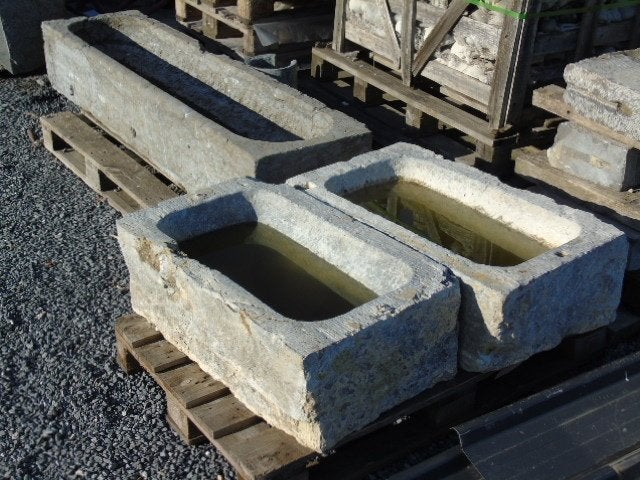 blauwe stenen trog of trog, plantenbak, zie foto's!, Tuin en Terras, Ophalen, Steen, Gebruikt, 100 cm of meer