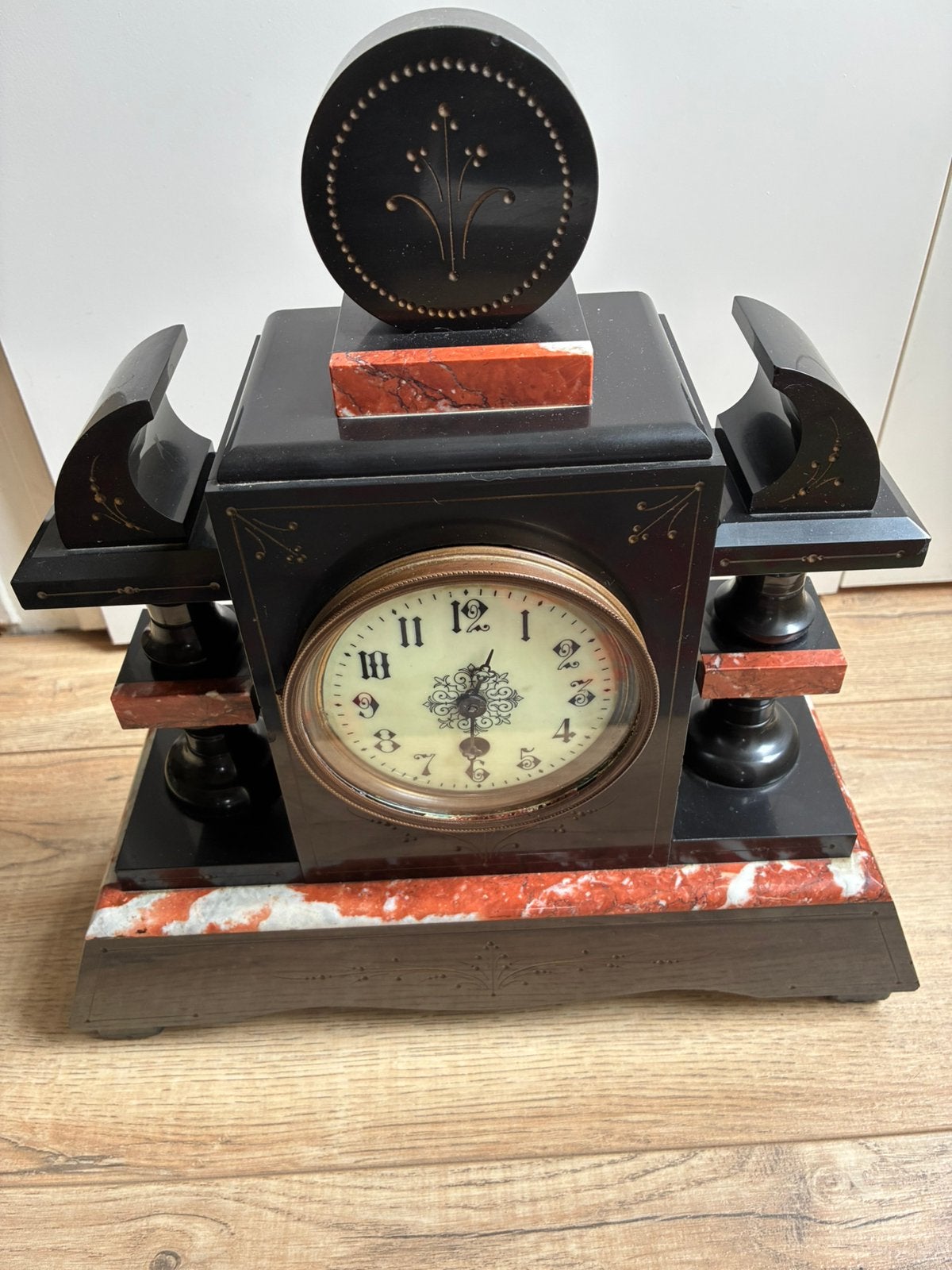 Antieke pendule klok met marmeren accenten, Ophalen
