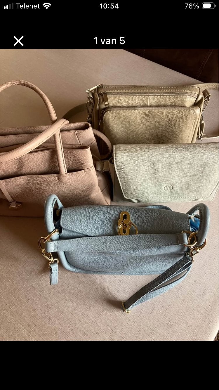 Mooie lederen handtassen in nieuwstaat, Ophalen, Zo goed als nieuw, Beige, Handtas