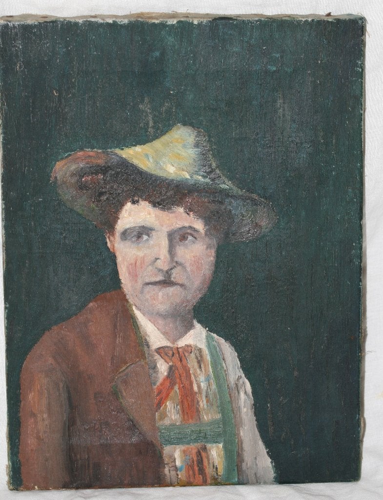 Oude schilderij Olie op doek Niet gesigneerd, Antiquités & Art, Enlèvement ou Envoi, Signé, Portrait ou Personnes, Toile