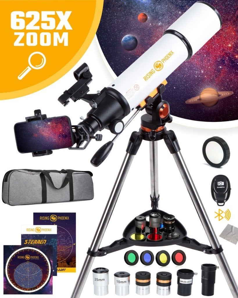 Rising Phoenix Telescoop Set, TV, Hi-fi & Vidéo, Matériel d'optique | Télescopes, Comme neuf, Enlèvement, Moins de 80 mm, Avec trépied
