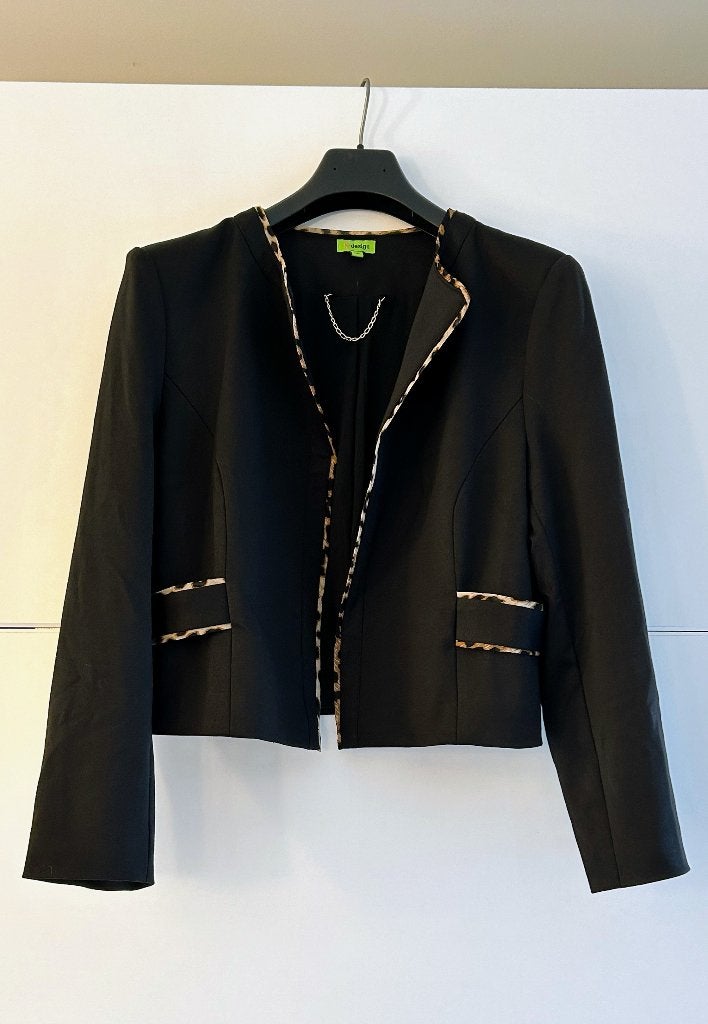 K-design zwart vestje met panterprint, K-design, Zwart, Maat 46/48 (XL) of groter, Ophalen of Verzenden