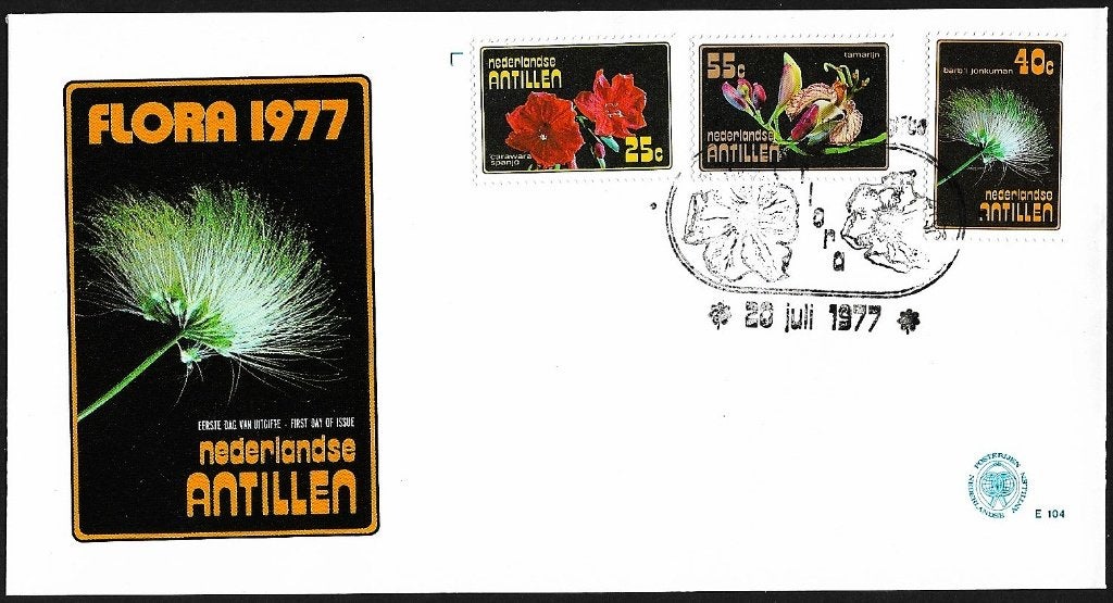 1977 - ANTILLES NÉERLANDAISES - FDC Flowers [Y&T 520/522], Timbres & Monnaies, Timbres | Antilles néerlandaises, Envoi, Non oblitéré