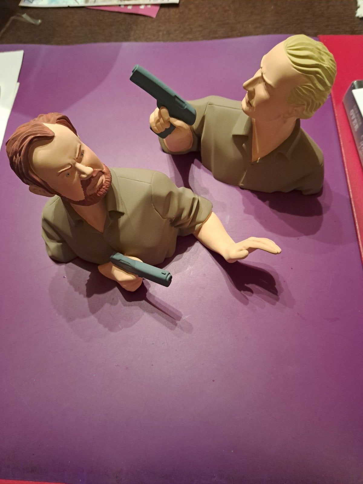 Blake en Mortimer -Leblon revolver beeldjes, Verzamelen, Ophalen of Verzenden