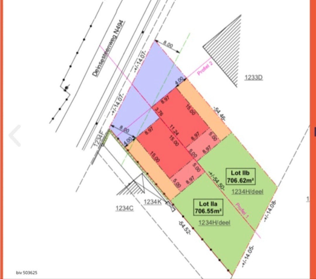 bouwgrond te koop Kruishoutem 2x707m², Immo, Kruishoutem, 500 à 1000 m²