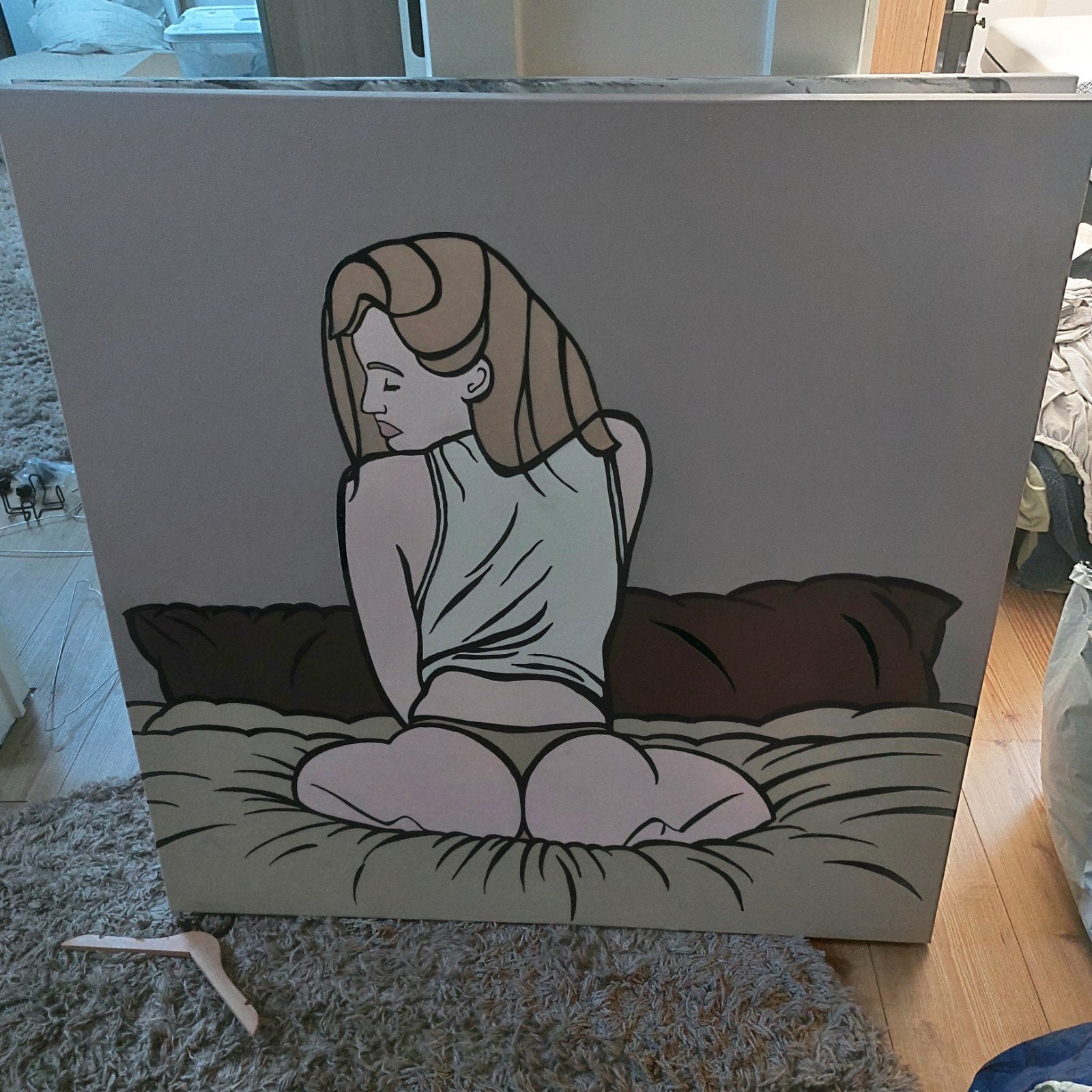 sensuele schilderij van 1 op 1 meter, randen geschilderd, Ophalen, Zo goed als nieuw, Schilderij, 100 tot 125 cm