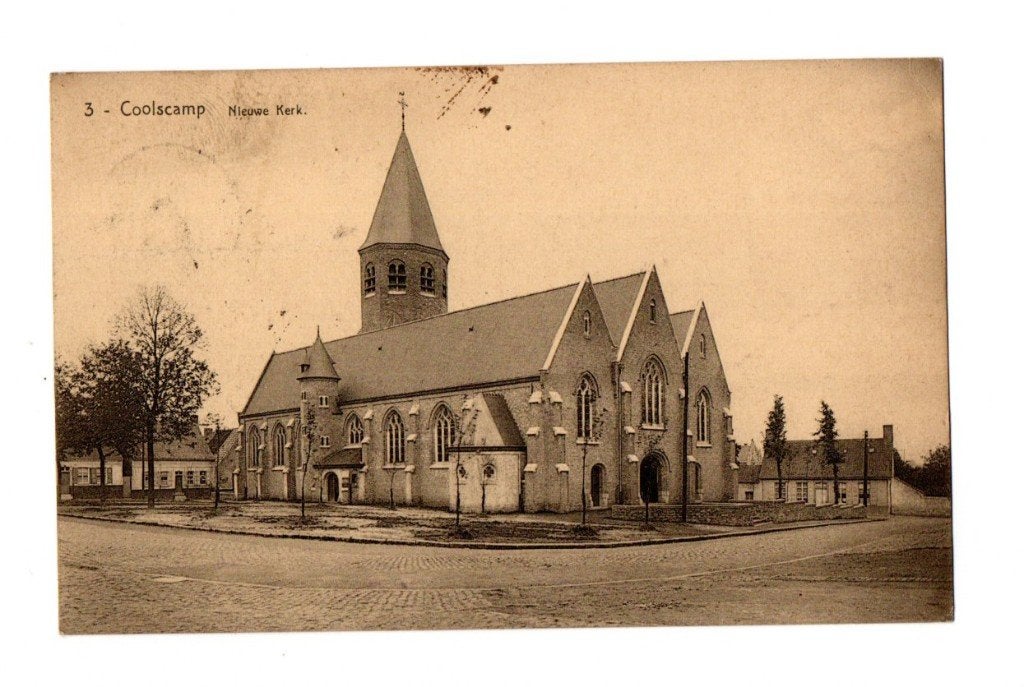 Koolskamp - Nieuwe kerk, Verzamelen, Ophalen of Verzenden, 1920 tot 1940, Gelopen, West-Vlaanderen