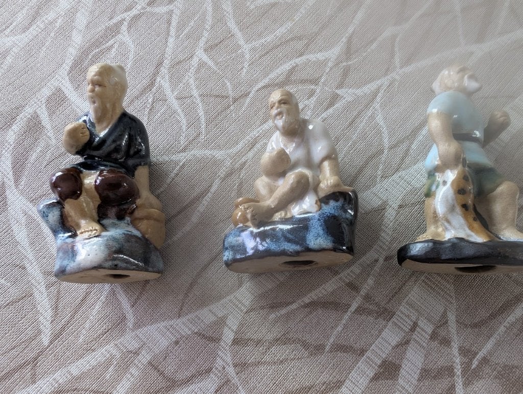 3 vintage Chinese mudman beeldjes, Enlèvement ou Envoi, Comme neuf, Autres types