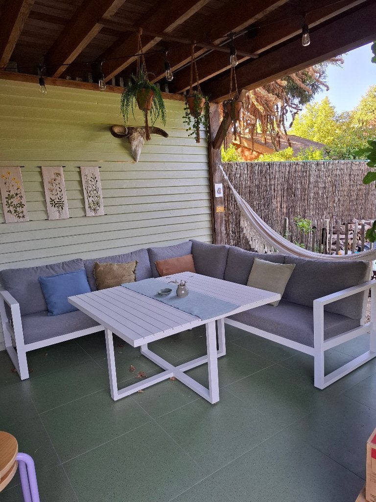 Prachtige recente loungeset, Tuin en Terras, Ophalen, Zo goed als nieuw, Aluminium, Loungeset