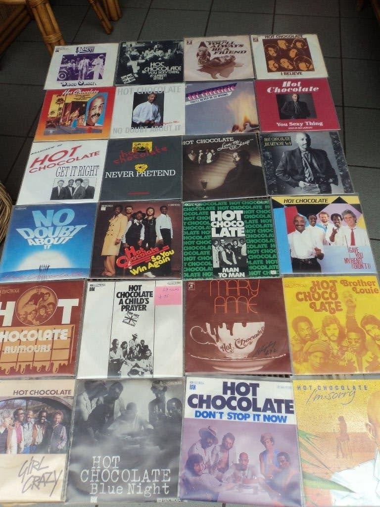 Hot chocolate lot van 42 singles voor 25 euro!, Cd's en Dvd's, Vinyl Singles, Gebruikt, 7 inch, Ophalen of Verzenden, Fotohoes