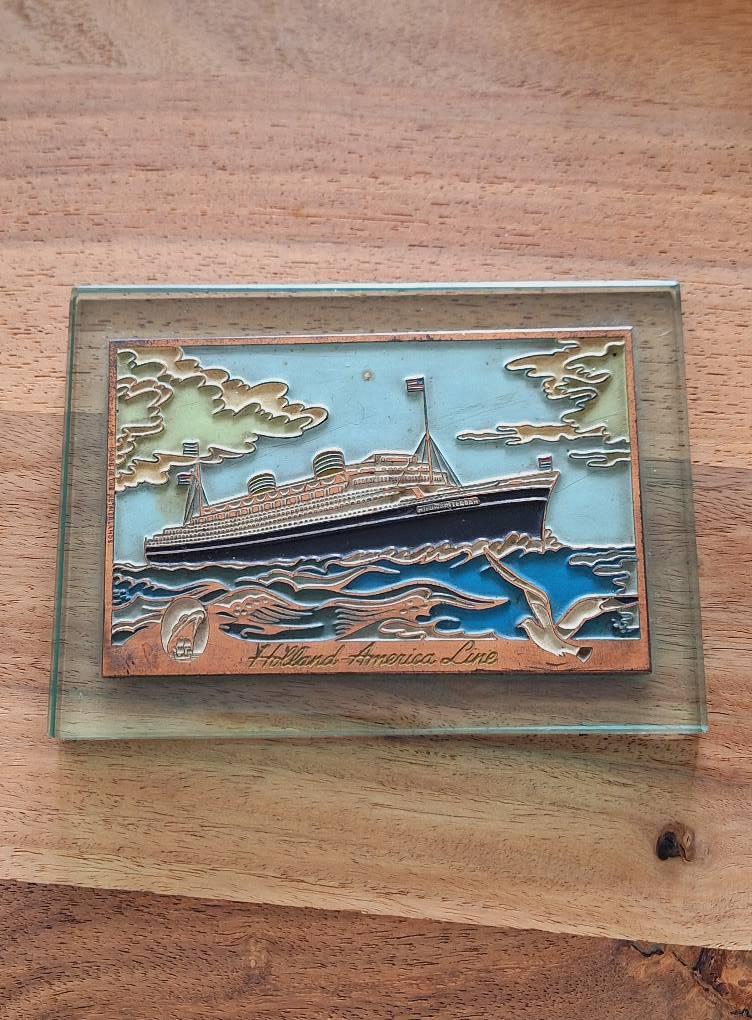 Vintage reclame presse-papier van de Holland America lijn🚢, Ophalen of Verzenden, Gebruikt, Motorboot of Zeilboot, Gebruiksvoorwerp