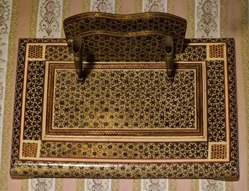 perzisch Khatam Kari pennen bureau set handgemaakt, Antiek en Kunst, Hout, Handgemaakt, Ophalen of Verzenden, Meerkleurig
