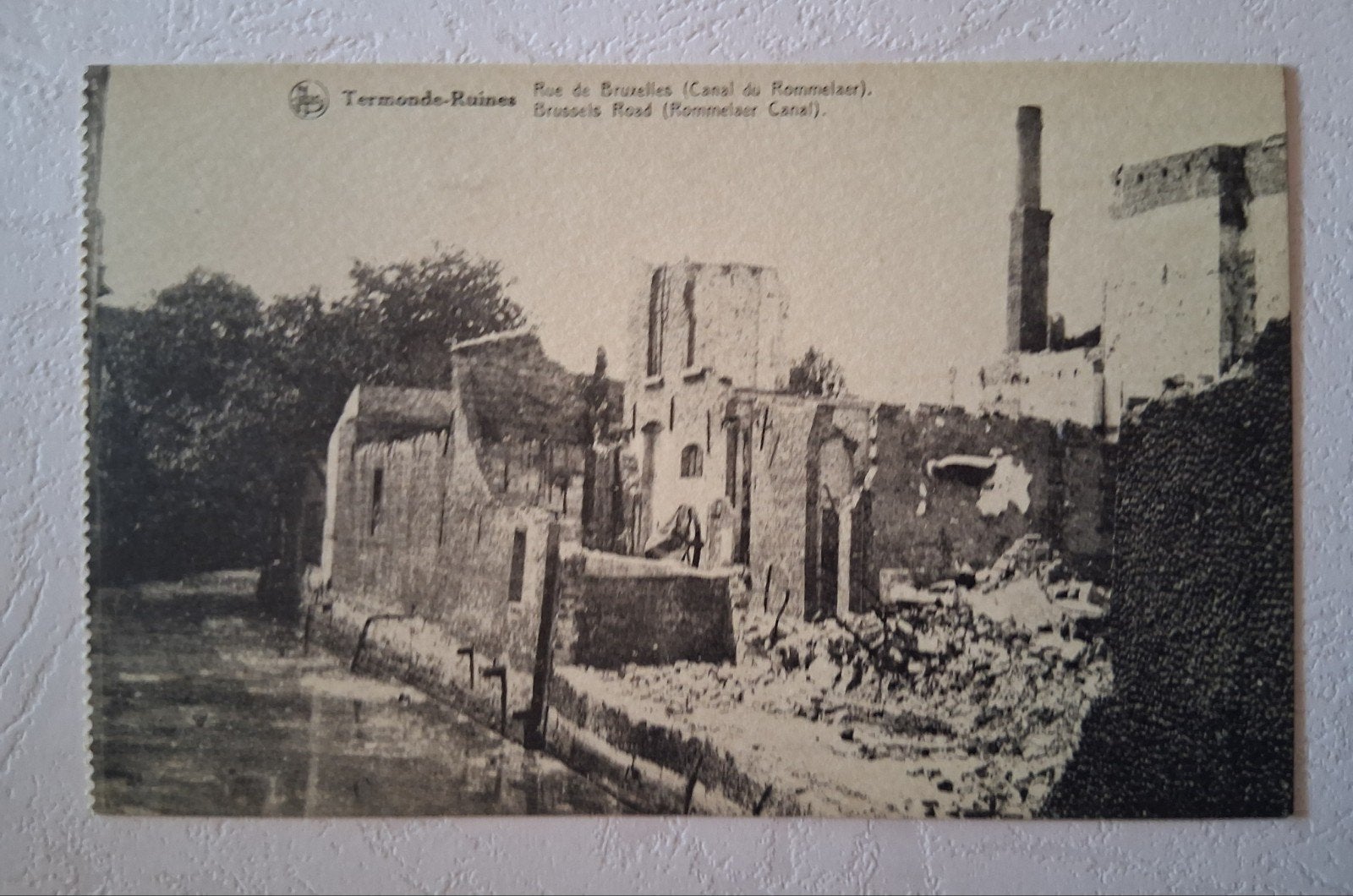 vintage Postkaart ruïnes Brusselsestraat in Dendermonde, Verzamelen, Ophalen of Verzenden