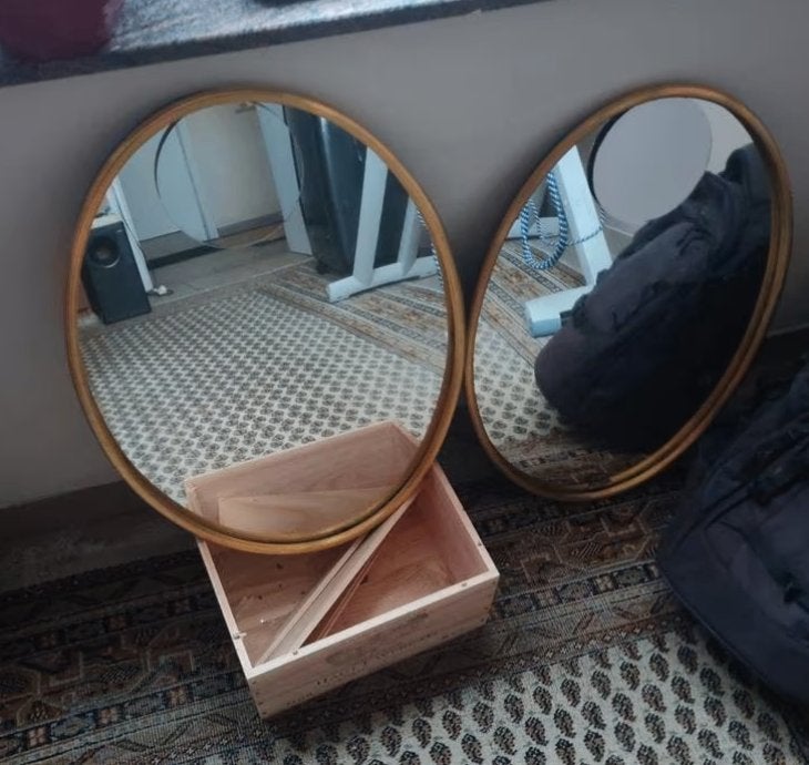 2 Ovale spiegels met vintage glas, Ophalen, Minder dan 50 cm, Gebruikt, Minder dan 100 cm
