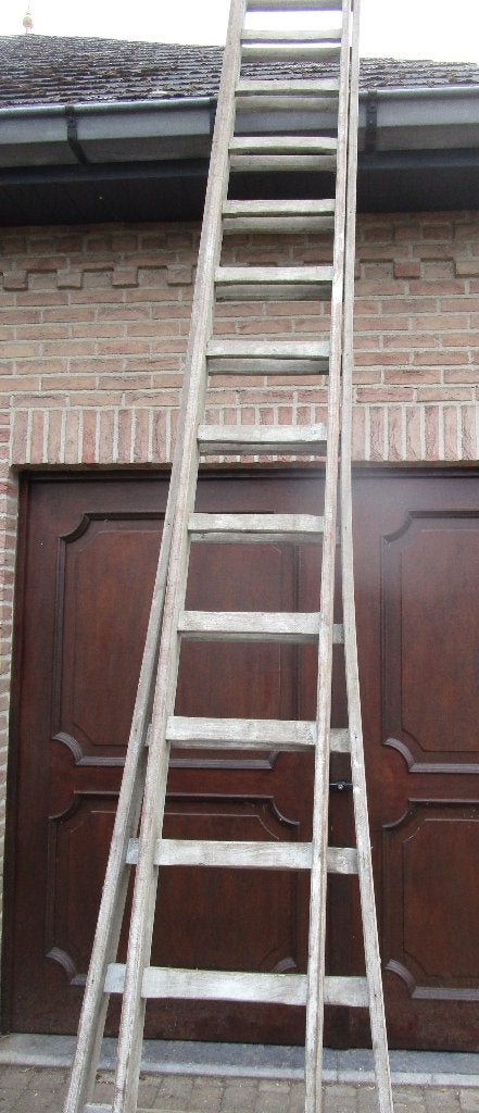 houten ladder 7,80M, Ophalen, Gebruikt, Ladder, Opvouwbaar of Inschuifbaar