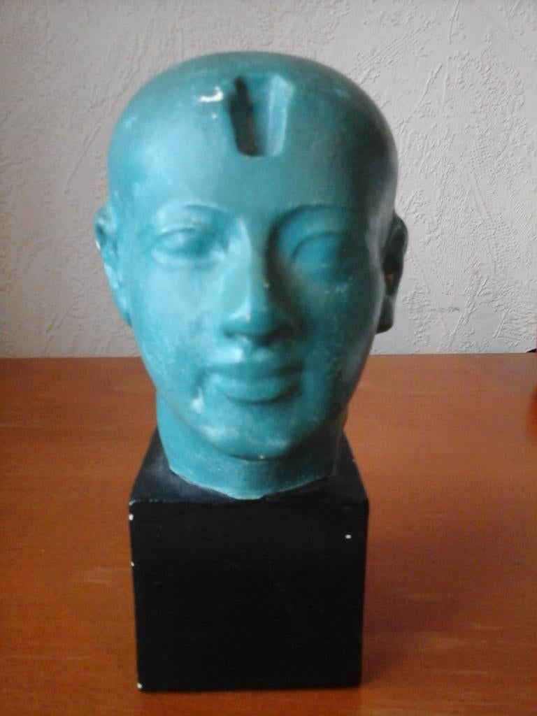 Egyptische faraonische gipsbuste 15,5 cm 50/60, Antiek en Kunst, Ophalen of Verzenden